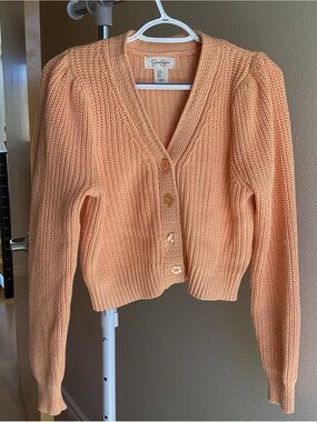 Jessica Simpson Peach Knit Button-Front Cardigan